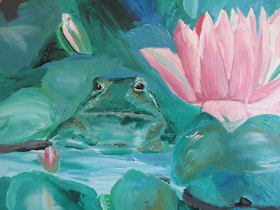 Frog in the Pond Painting by Susan Voidets