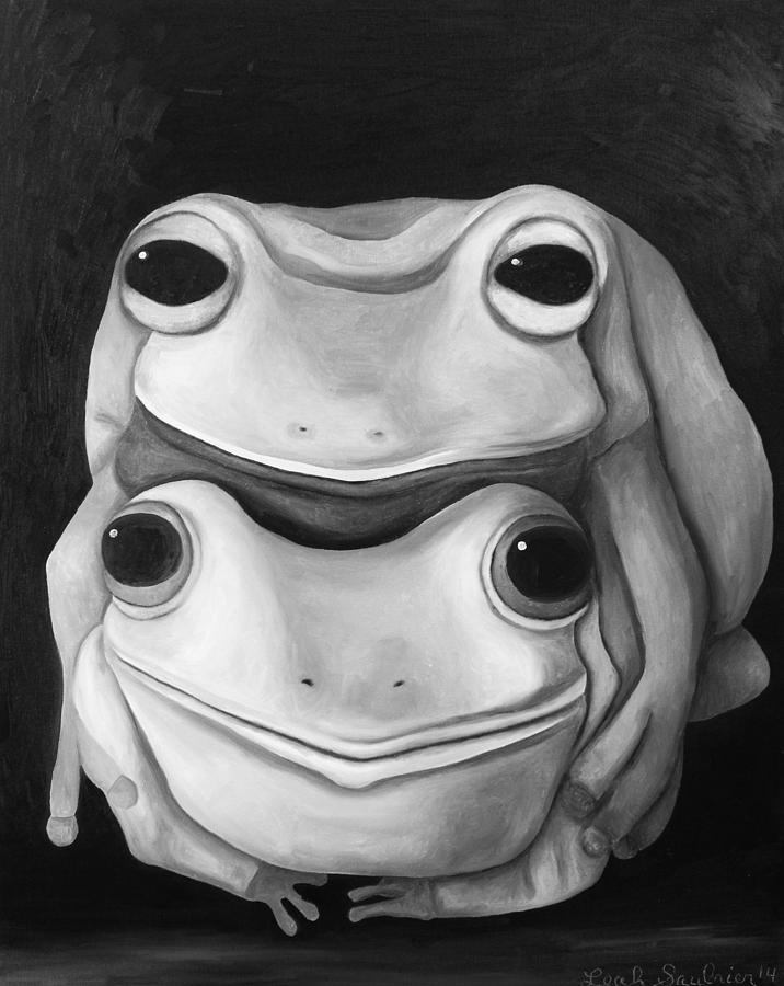 Frog Love-The Embrace edit 2 Painting by Leah Saulnier The Painting Maniac