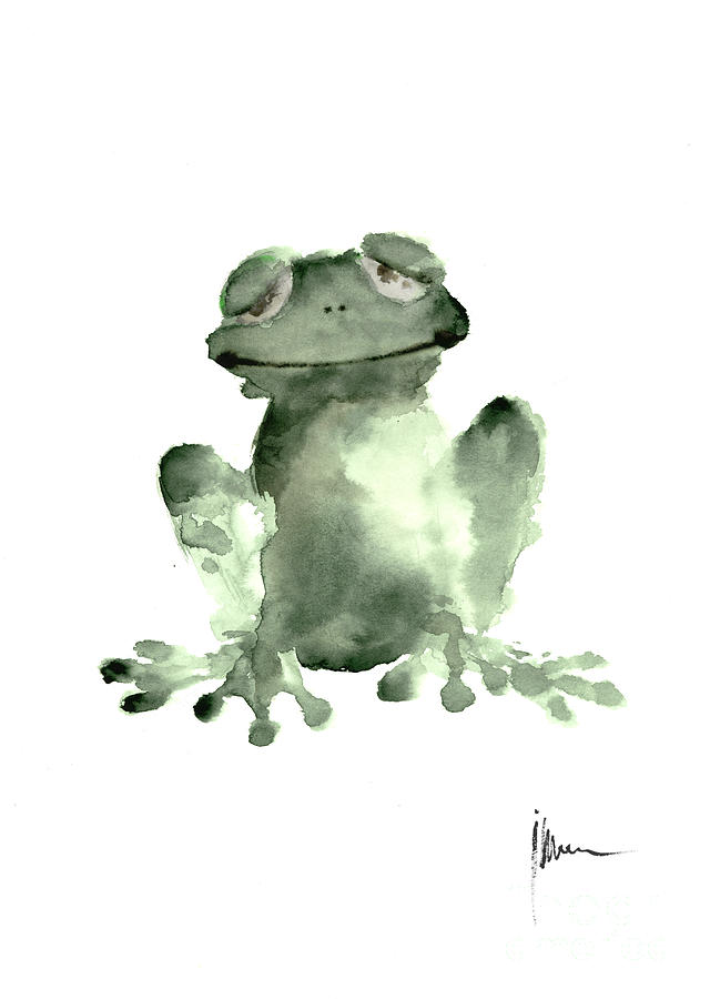 Frog Painting - Frog painting watercolor art print green frog large poster by Joanna Szmerdt