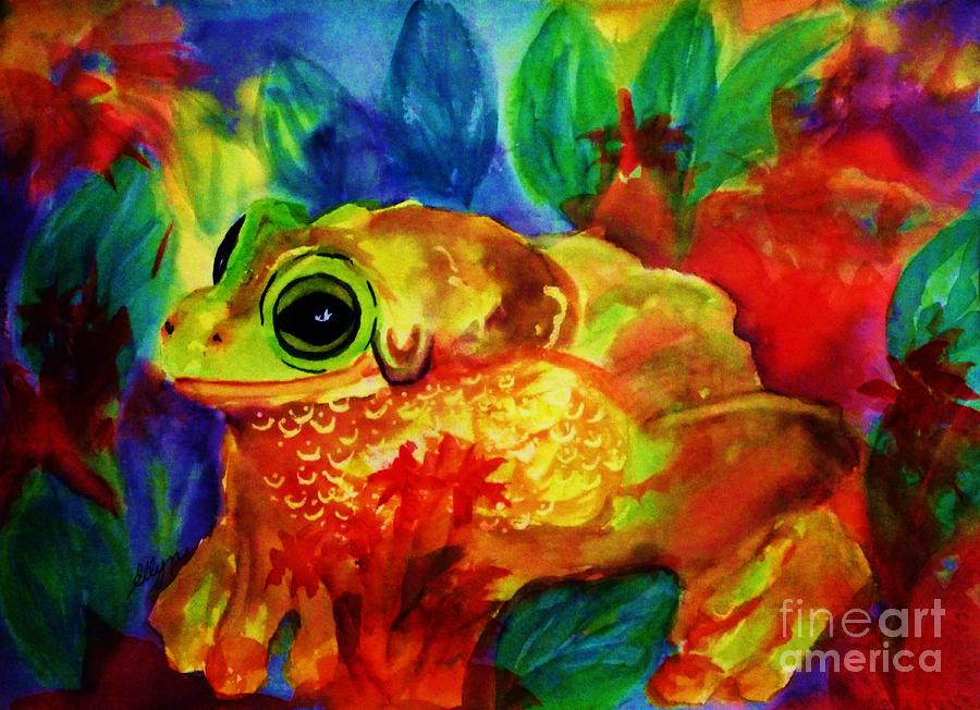 Frog - Psychedelic Tropical Tree Frog Painting by Ellen Levinson