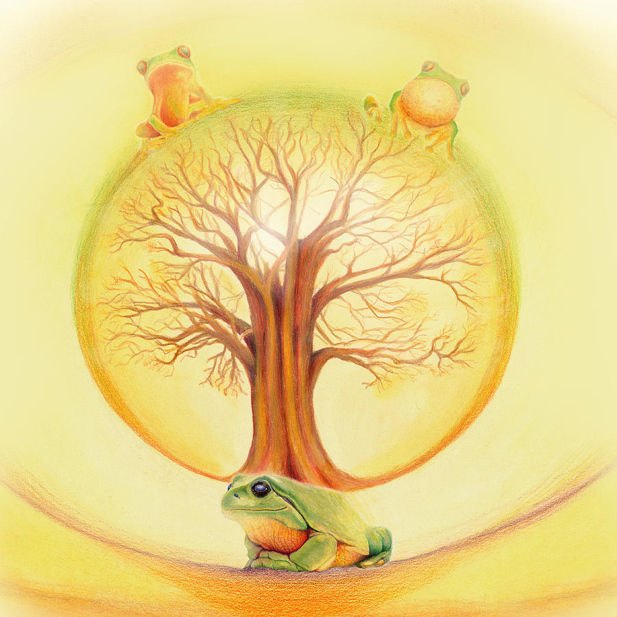 Frog under Tree of Life Painting by Robin Aisha Landsong