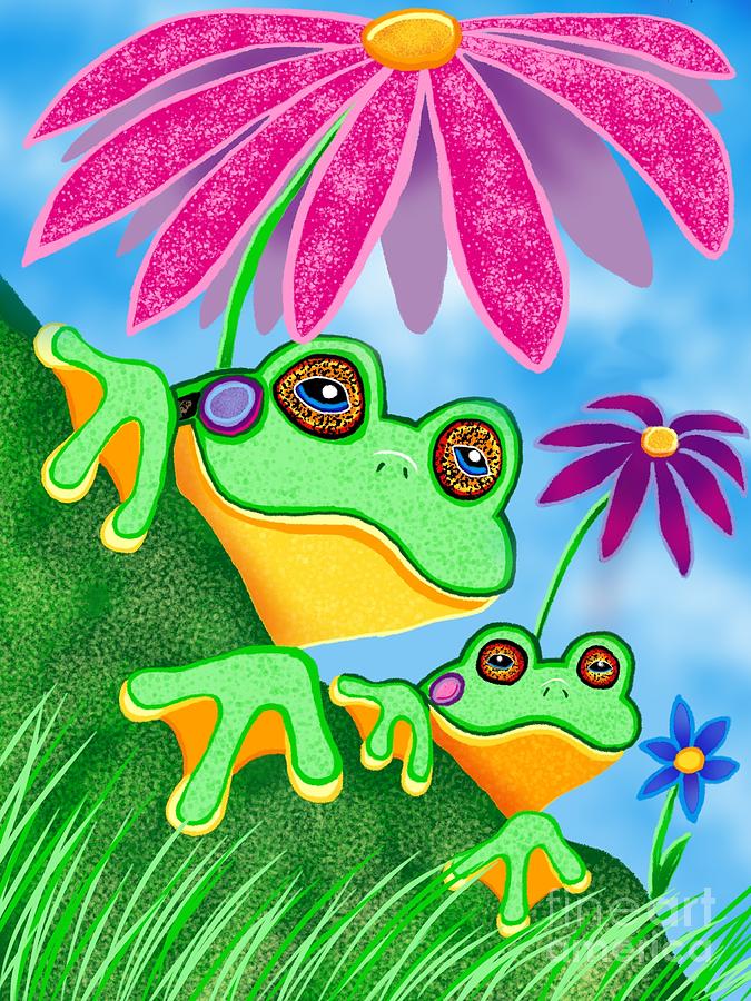 Froggies and Flowers Digital Art by Nick Gustafson