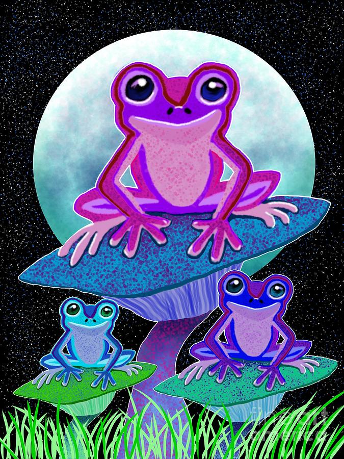 Frog Digital Art - Frogs in the Moonlight by Nick Gustafson