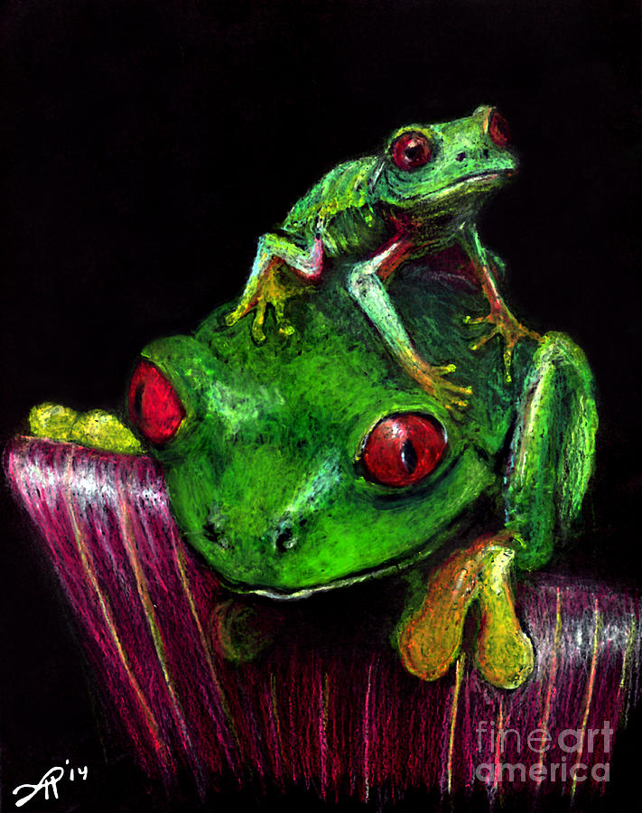 Frogs Pastel Drawing