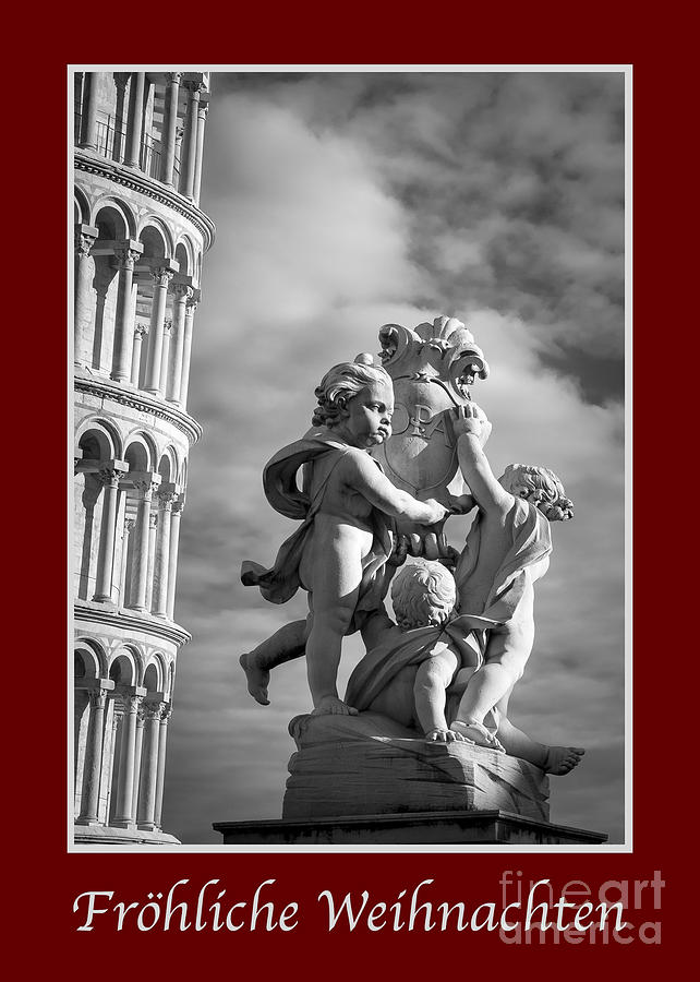 Holiday Photograph - Frohliche Weihnachten with Fountain of Angels by Prints of Italy