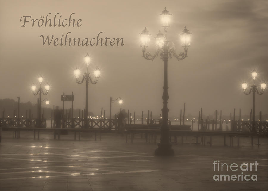 Holiday Photograph - Frohliche Weihnachten with Venice Lights by Prints of Italy