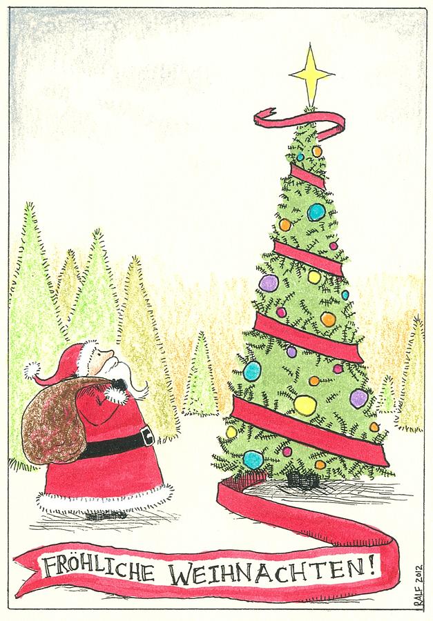 Christmas Drawing - Frohliche Weihnachten by Ralf Schulze