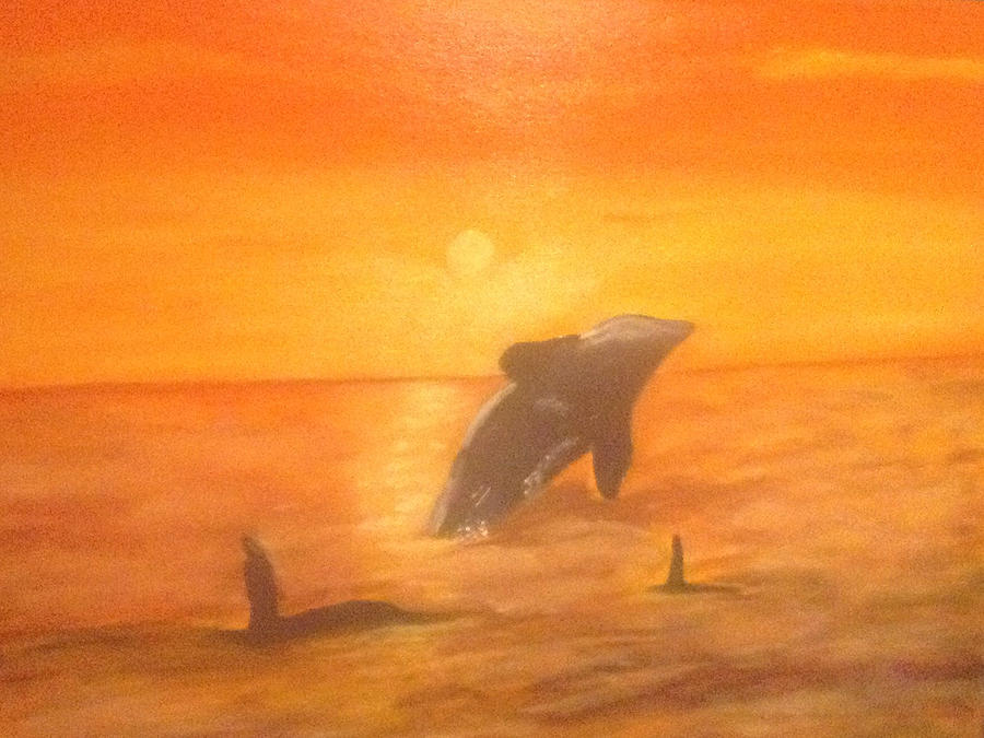 Sunset Painting - Frolicking at Sunset by Robin Jewell