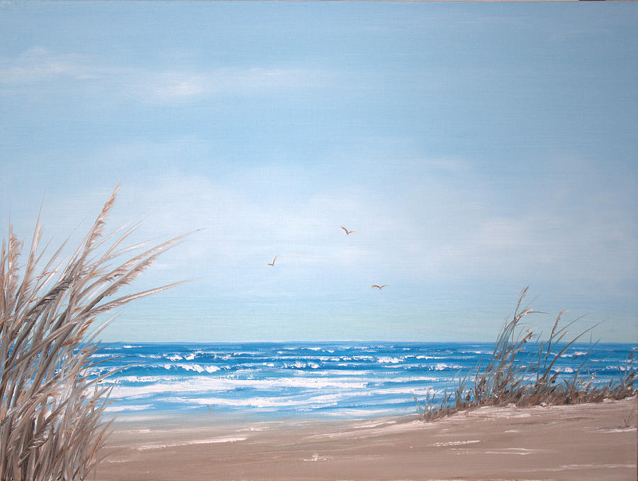 Beach Sunset Painting - Frolicking by Delia Birnhak Swenson