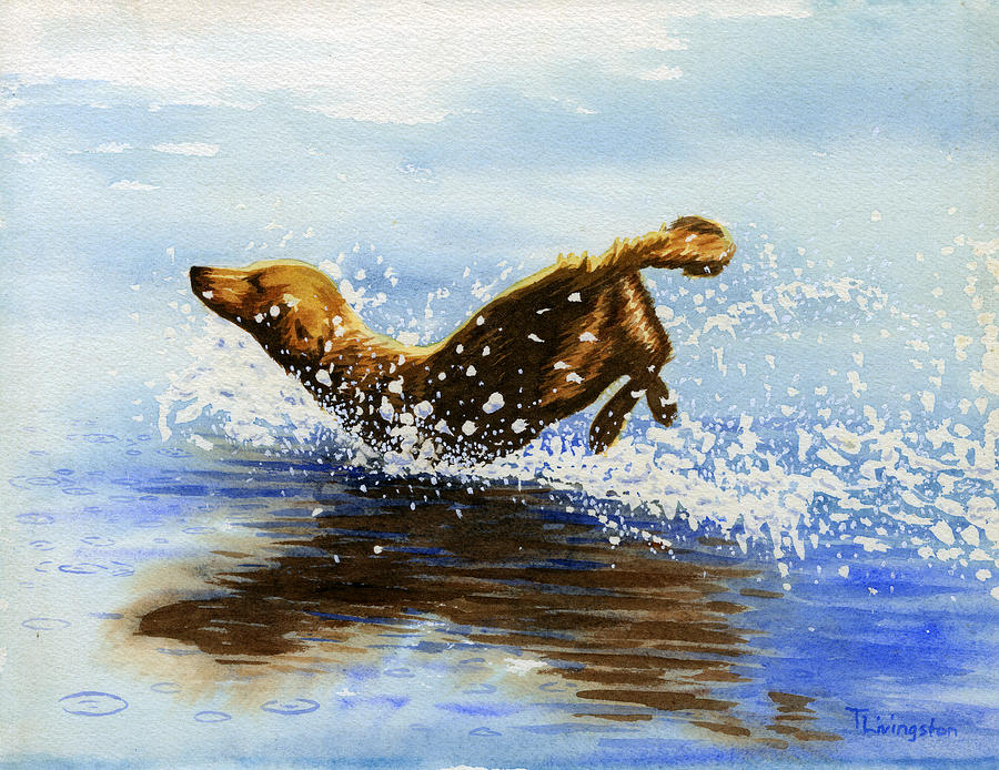 Frolicking Dog Painting by Timothy Livingston