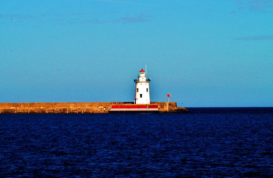 From a Distance    Harbor Beach Lighthouse Photograph by Daniel Thompson