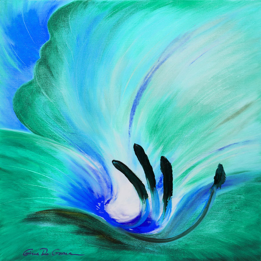 From the Heart of a Flower - Green #1 Painting by Gina De Gorna