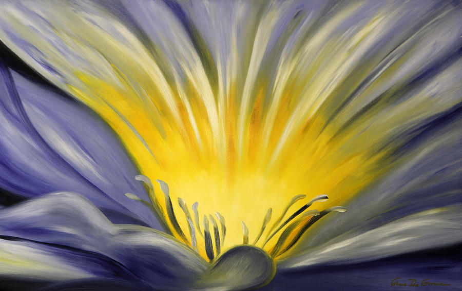 Flower Painting - From the Heart of a Flower BLUE by Gina De Gorna