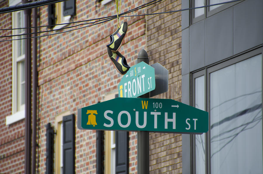 Philadelphia Photograph - Front and South Street Sign by Bill Cannon