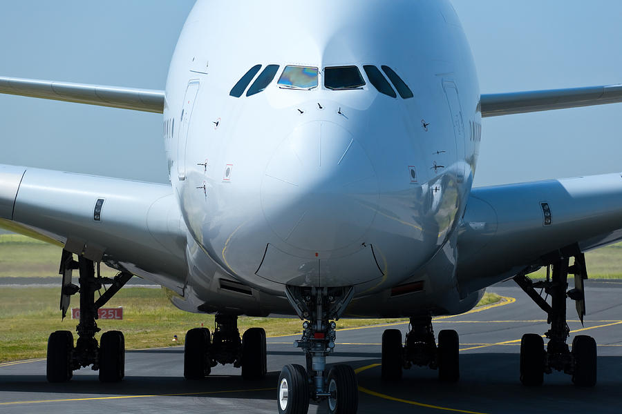 Front Close-up of a Large Commercial Jet Airplane Photograph by Bim