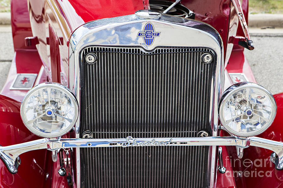 Front End 1929 Chevrolet Classic Car Automobile Color Red 3131.0 Photograph by M K Miller