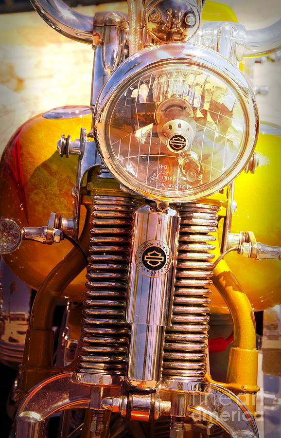Front part of a customized Harley davidson Photograph by Perry Van Munster