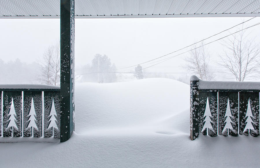 Front porch after a blizzard in a Halifax suburb Photograph by Laszlo Podor