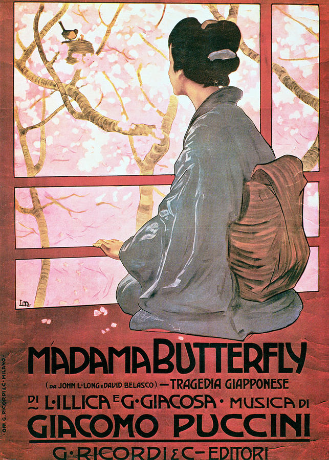 Frontispiece Of The Score Sheet For Madame Butterfly By Giacomo Puccini 1858-1924 Colour Litho See Photograph by Italian School