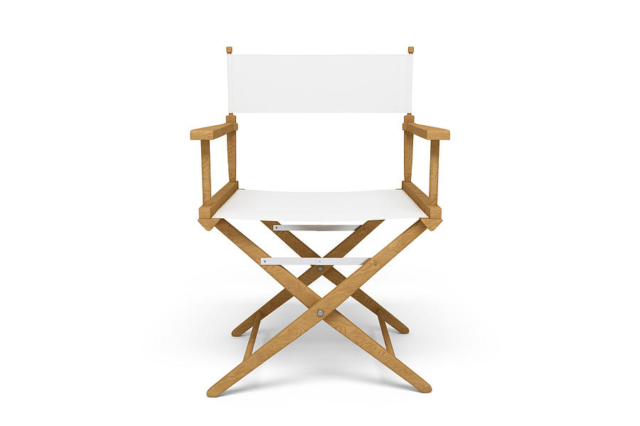 Frontside of a Directors Chair - Wooden / White (Isolated) Photograph by Imaginima