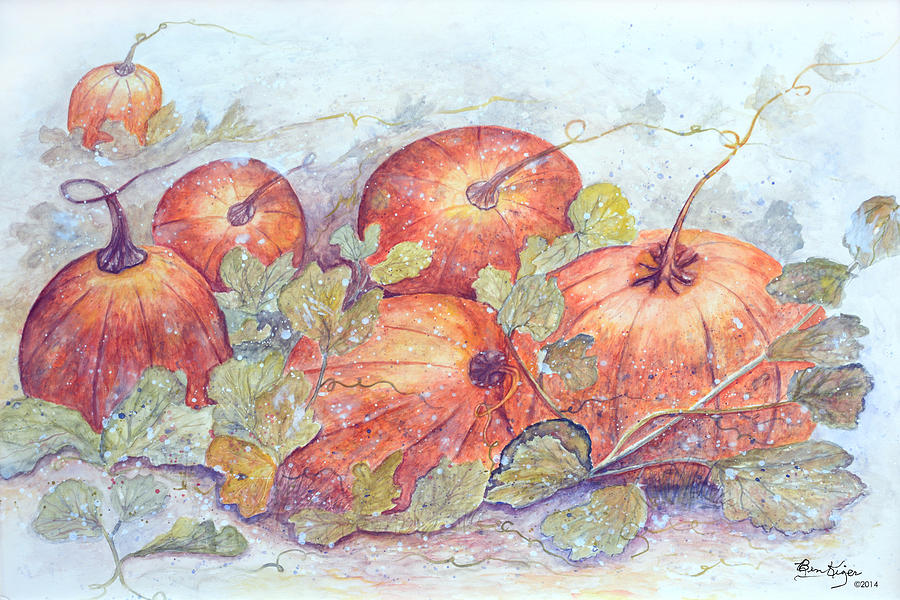 Pumpkin Patch Painting - Frost on the Pumpkin by Ben Kiger