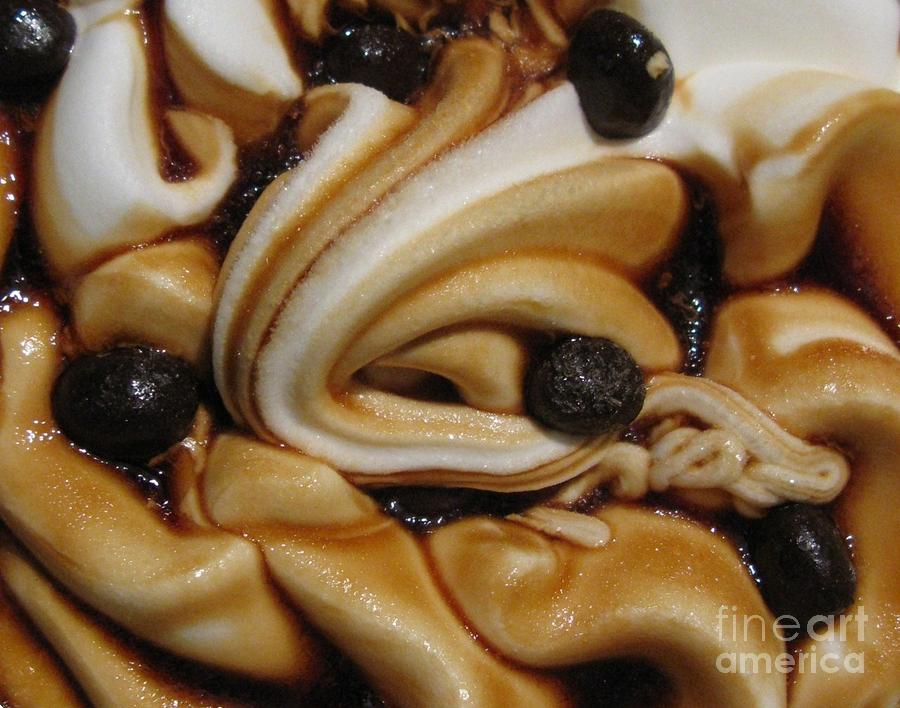 Coffee Bean Photograph - Frosted Black Chocolate Sweet Caramel Vanilla Ice Cream Swirl by Ausra Huntington nee Paulauskaite