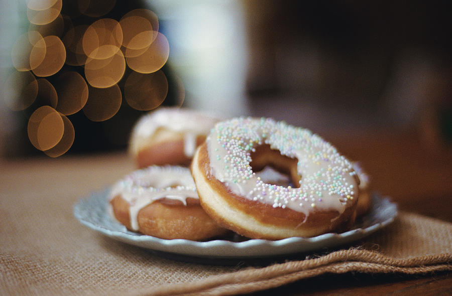 Frosted Donuts And Christmas Tree Photograph by Danielle D. Hughson