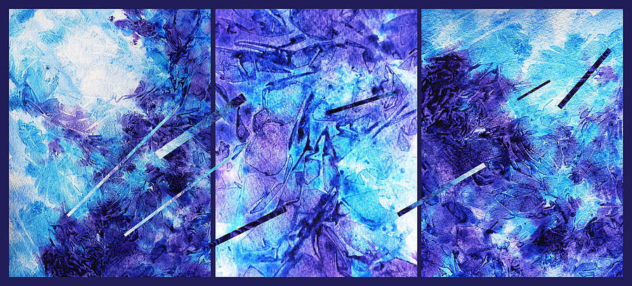 Abstract Painting - Frozen Castle Window Blue Abstract by Irina Sztukowski