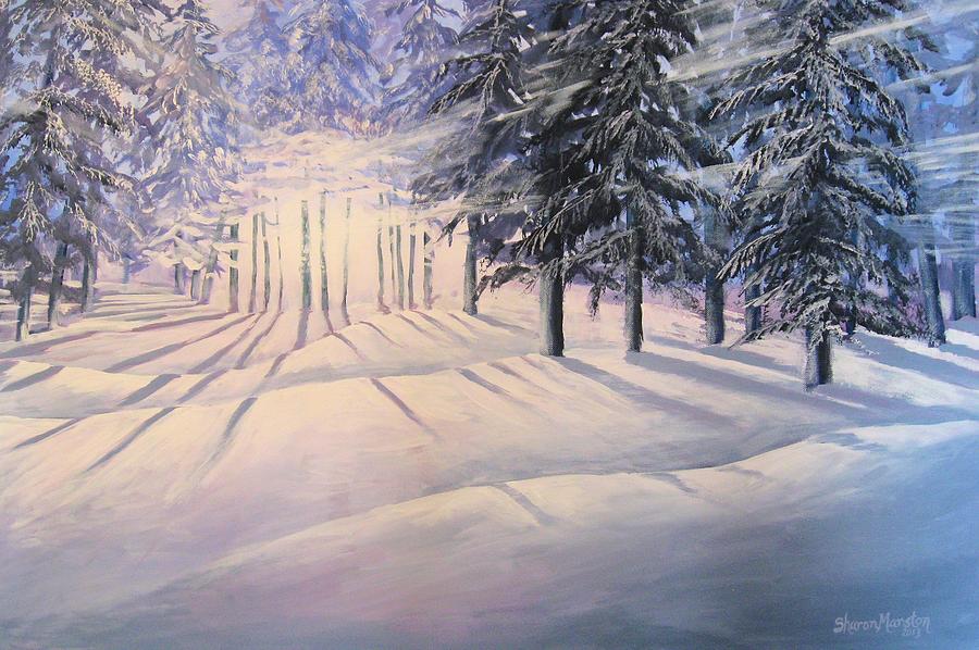 Tree Painting - Frosty Dawn by Sharon Marcella Marston