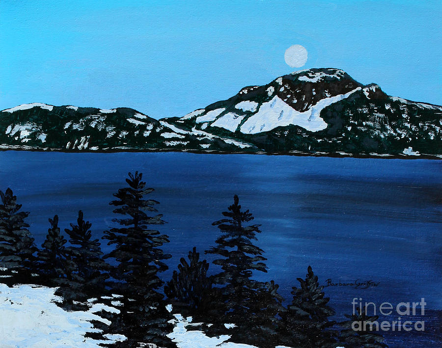 Frosty Moonlit Night Painting by Barbara A Griffin