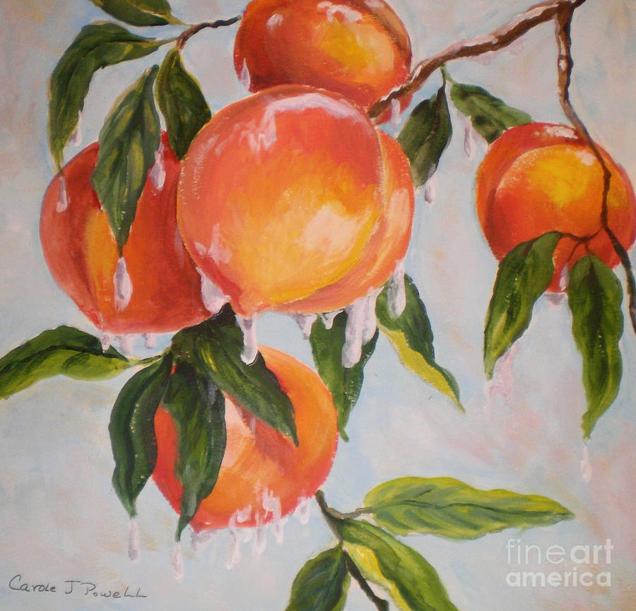 Frosty Peaches Painting by Carole Powell