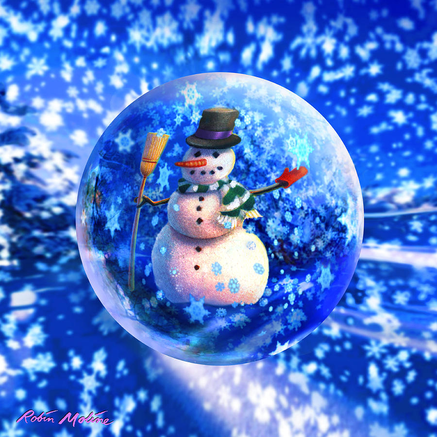 Frosty the Snowglobe Painting by Robin Moline