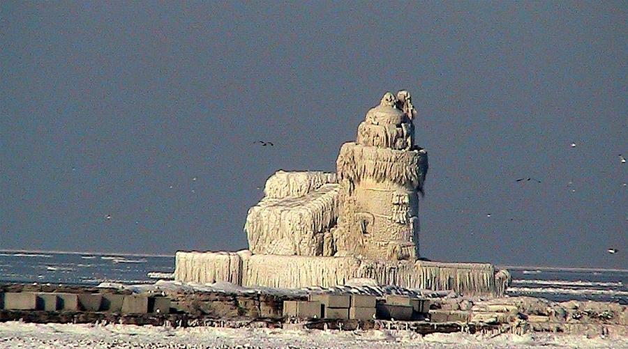 Frozen Cleveland Lighthouse 2010 Photograph by Nancy Spirakus