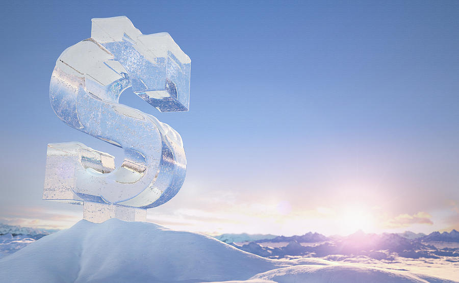 Frozen Dollar Sign On Top Of Mountain Photograph by Ikon Ikon Images
