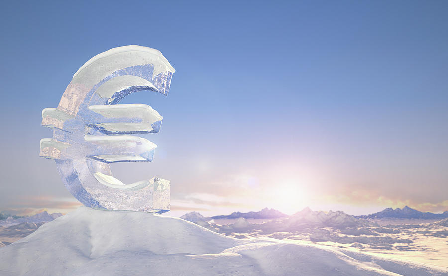 Frozen Euro Sign On Top Of Mountain Photograph by Ikon Ikon Images