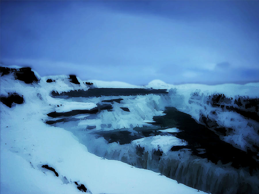 Frozen Falls of Iceland Painting by Michaelalonzo Kominsky