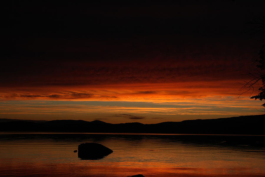 Sunset Photograph - Lake Umbagog Marbled Moment by Neal Eslinger