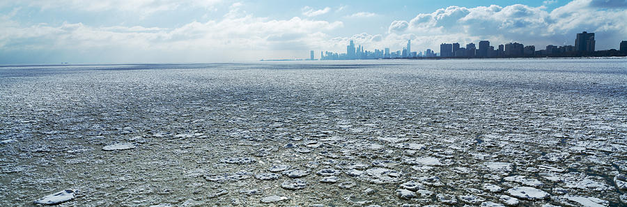 Frozen Lake With A City Photograph by Panoramic Images