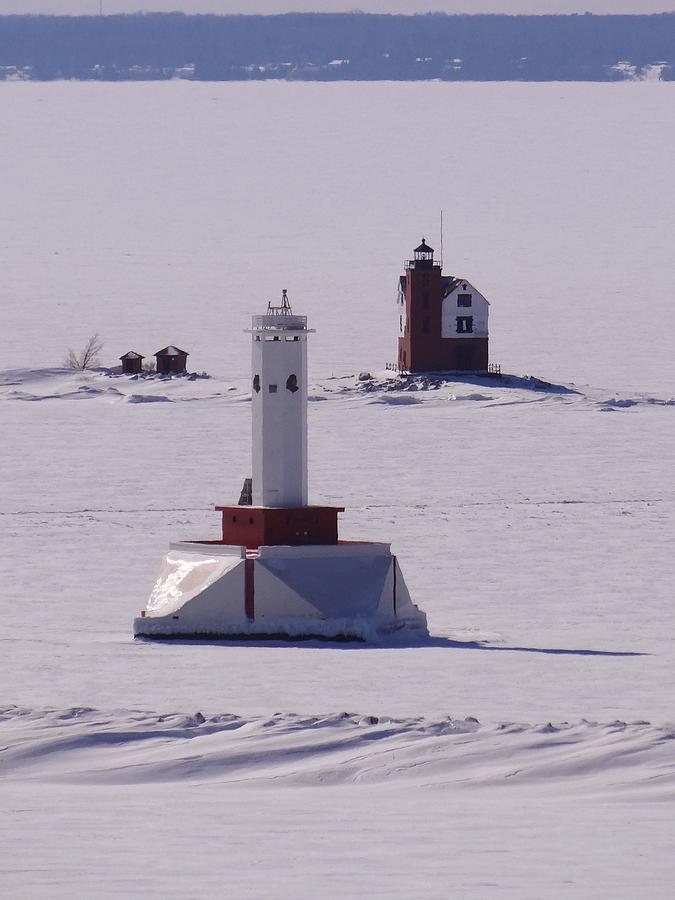 Frozen Lighthouses Photograph by Keith Stokes