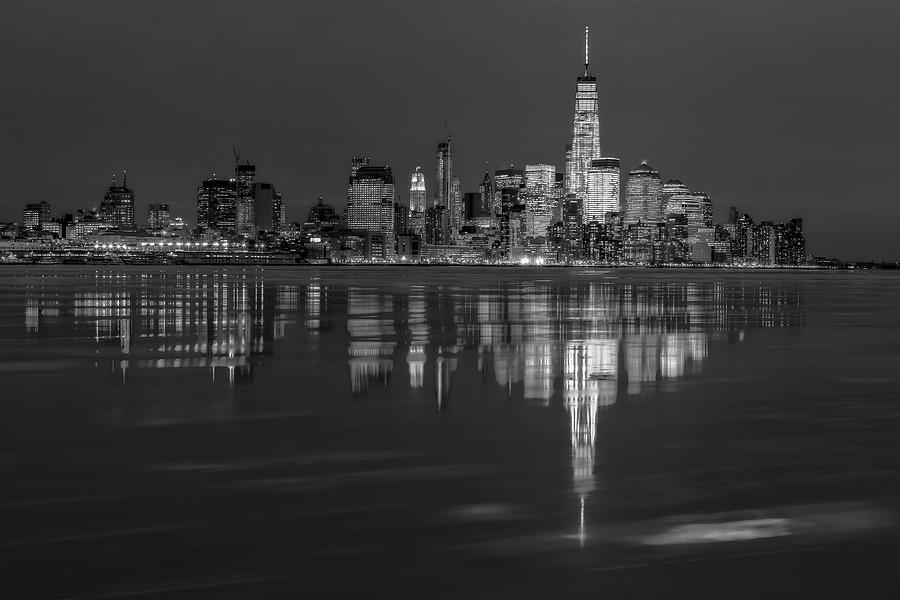 New York City Photograph - Frozen Lower Manhattan NYC BW by Susan Candelario