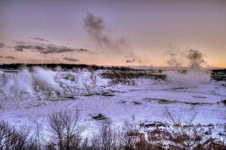 Frozen Niagara Falls at Dusk Photograph by Paul James Bannerman