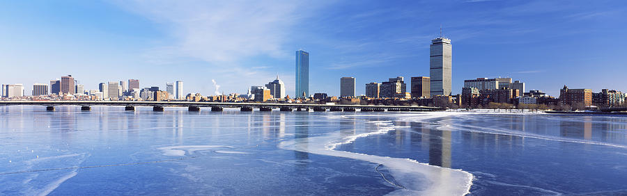 Frozen Over Charles River With Harvard Photograph by Panoramic Images
