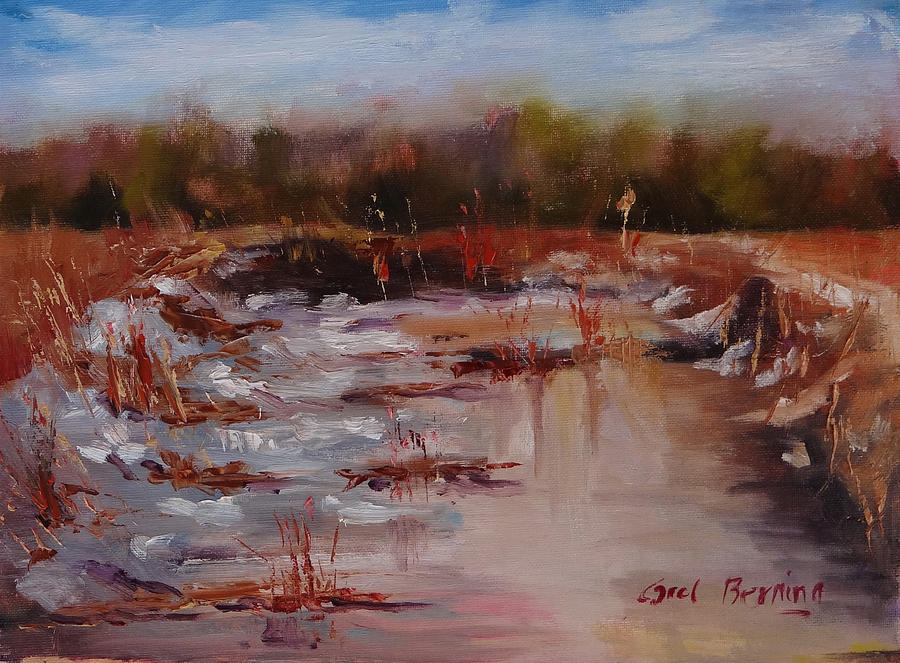 Frozen Pond Painting by Carol Berning