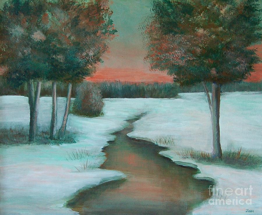 Frozen Pond Painting by Jana Baker