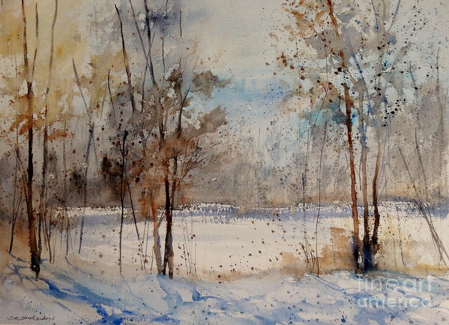 Frozen Pond Painting by Sandra Strohschein