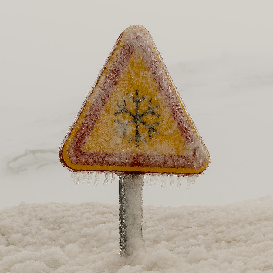 Frozen Traffic Sign Photograph