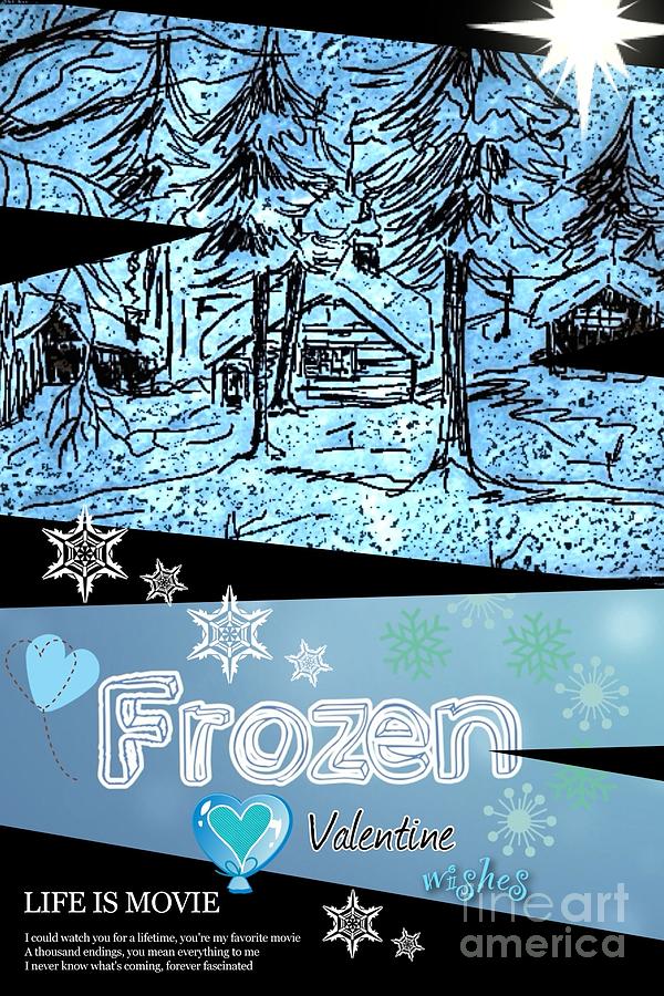 Frozen Valentine Greeting Drawing by Joan-Violet Stretch