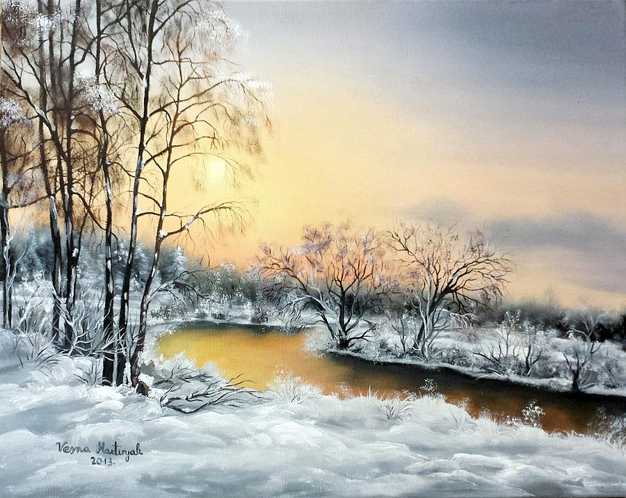 Winter Painting - Frozen by Vesna Martinjak