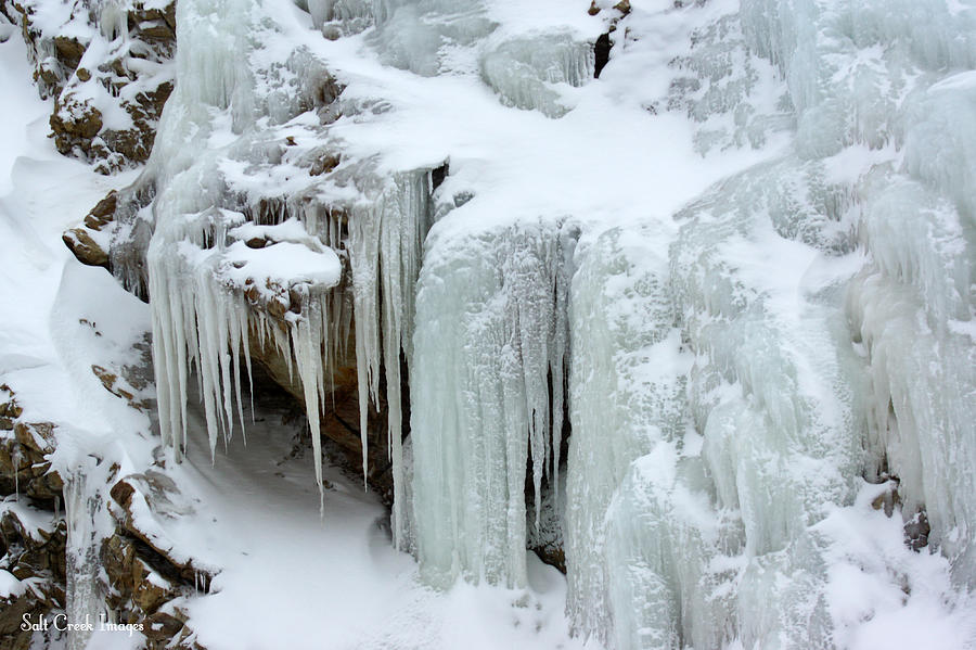 Winter Photograph - Frozen Water Fall by Cecily Vermote