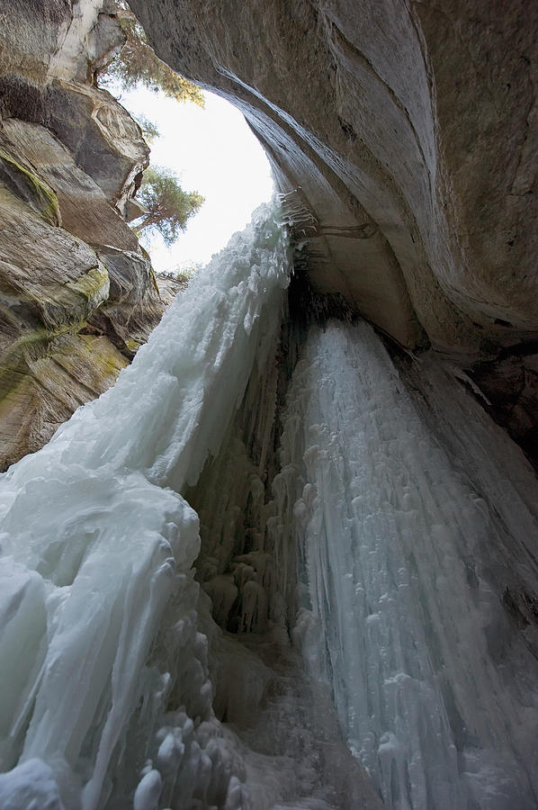 Frozen Waterfall At Maligne Canyon Photograph by Jim Julien / Design Pics